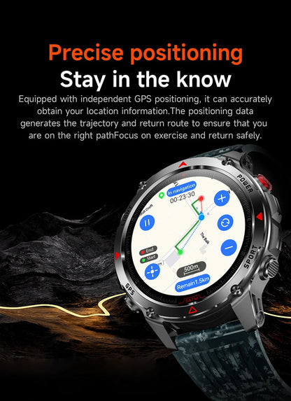 Built-in GPS Positioning Smart Watch Men 1.46 Inch HD Screen Compass 100+ Sport Mode 30M Waterproof Bluetooth Call Smartwatch