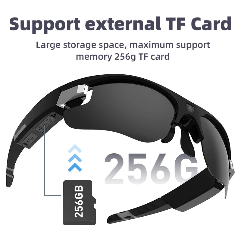 FHD Sports Video Recorder Glasses Mini Action Camera Portable Smart Cam Sunglasses Wearable Bodycam  Driving Bike Riding Outdoor