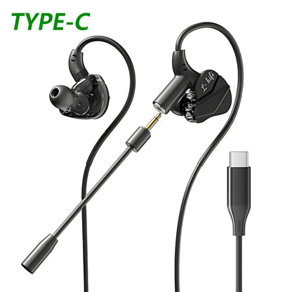 E-Sports Gaming Headset 7.1 Surround Sound Hifi Stereo Wired headphones 3.5mm/Type-C In-Ear dual Mic PUBG Gaming Earphone Earbud