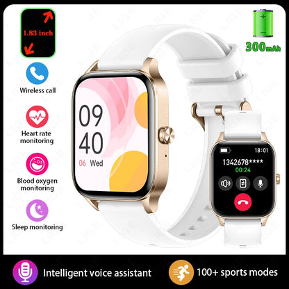 Fashion Smart Watch Men Women 1.85” HD Screen Custom Watch Face Health Monitor Women’s Watch Bluetooth Call Sports Smartwatches