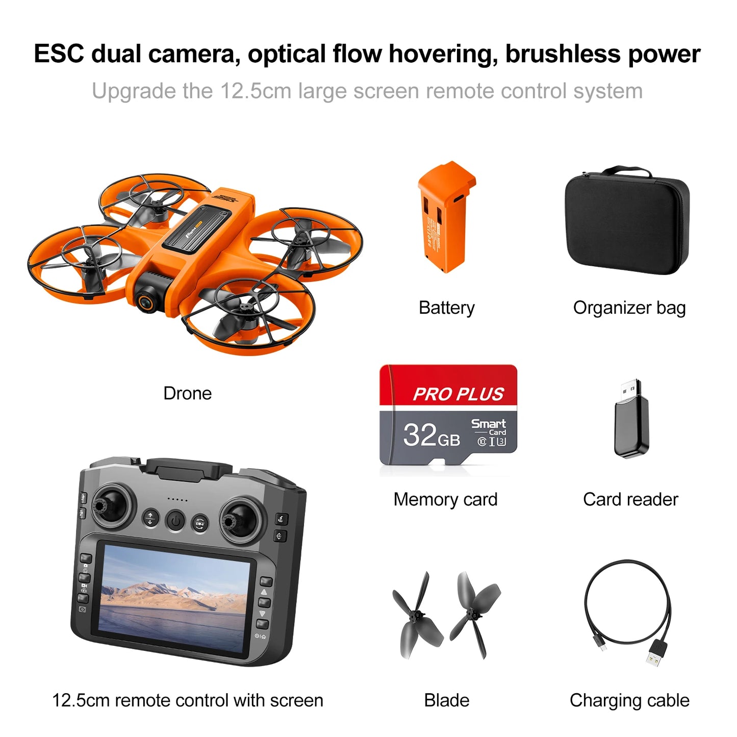 Drone with Camera 4K HD Video Stable Hover 180° Adjustable Lens 3D Flip RC Drones FPV Brushless Optical Flow Quadcopter UAV