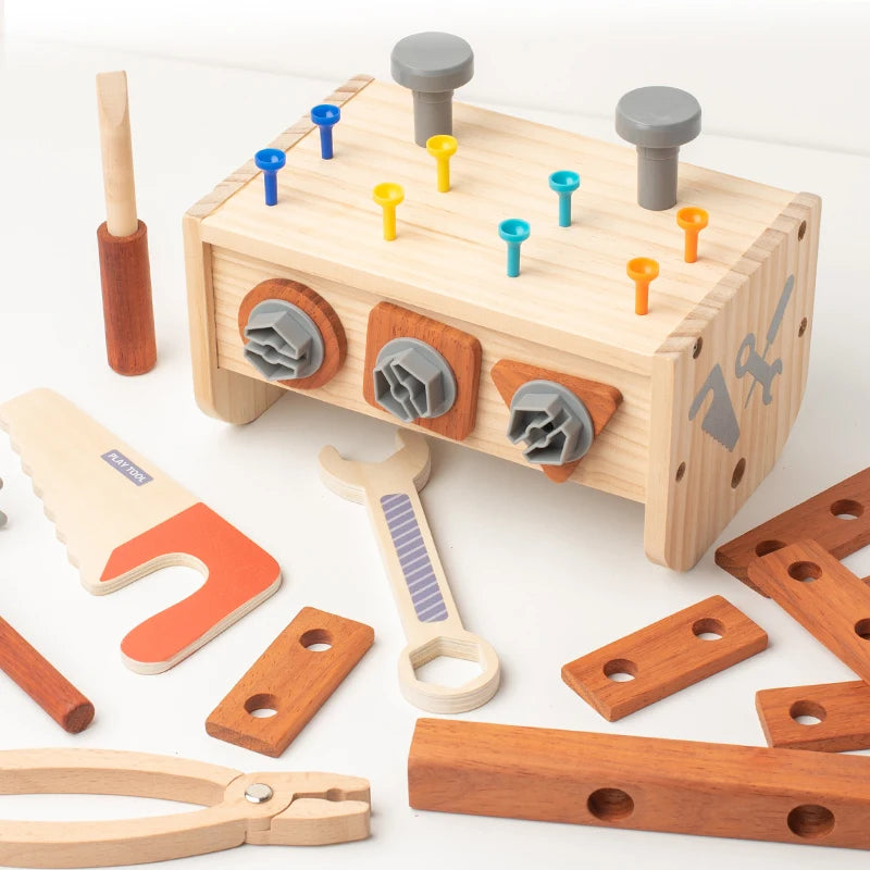 Wooden Tool Toy Set Includes a variety of tools like hammers and wrenches Kids can pretend to be little craftsmen and have a bla