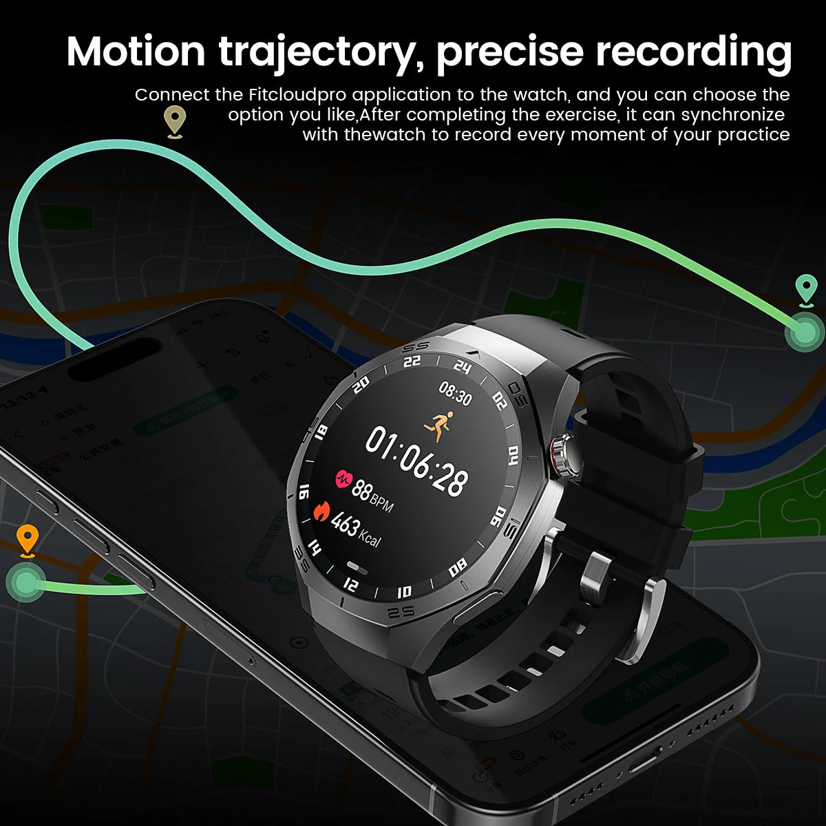 2025 New Smart Watch Men AMOLED Screen GPS Motion trajectory Heart Rate Bluetooth Calls SmartWatch Waterproof