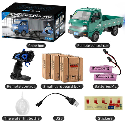 RC Truck 1:16 2.4GHZ RC Car Simulation Drift Climbing Truck With Spray and LED Lights RC Electric Truck Model Boy's Toys Gifts