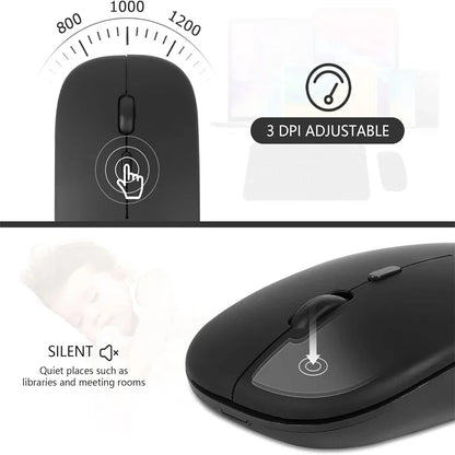 Wireless Mouse Bluetooth-Compatible Gaming Mouse (Dual Mode:BT+2.4Ghz) Ergonomic Rechargeable Mice for PC/Laptop/Macbook  ﻿