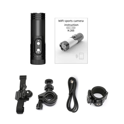 4K Mini Sport DV Action Sport Camera Flashlight Helmet Full HD 1080P Video Ideal Bodycam for Bike, Cycle, Motorcycle Camcorder