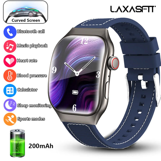 LAXASFIT New Curved Screen Women's Smart Watch 2.01'' AMOLED HD Touch Screen Bluetooth 5.3 Voice Call Men's Fitness Smart Watch