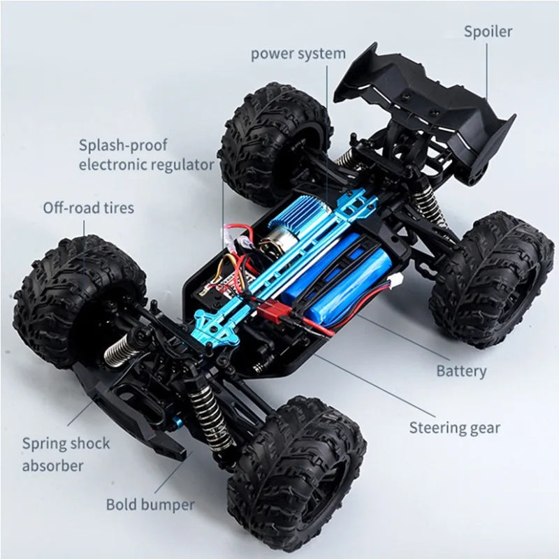 Top 16102 RC Cars 2.4G 390 Moter High Speed Racing With LED 4WD Drift Remote Control Off-Road 4x4 Truck Toys For Adults And Kids