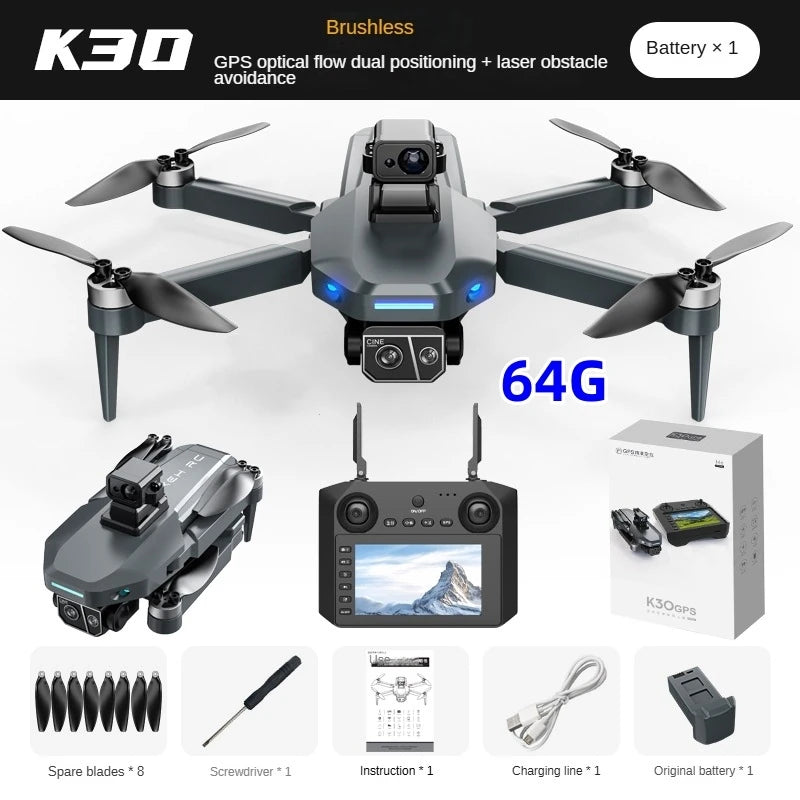 8K HD dual camera GPS drone gimbal 360 ° laser obstacle avoidance brushless quad-axis foldable aircraft