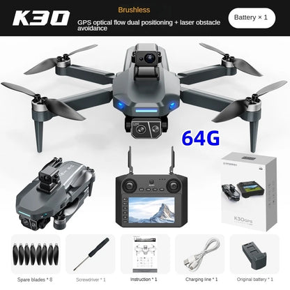 8K HD dual camera GPS drone gimbal 360 ° laser obstacle avoidance brushless quad-axis foldable aircraft