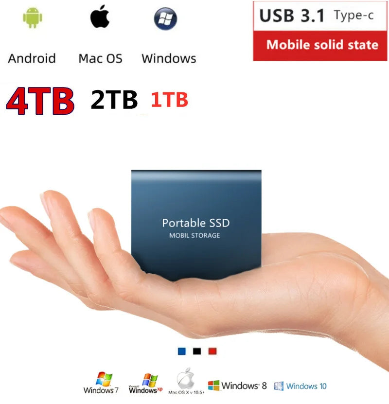 SSD High Speed Mobile Solid State Drive 16TB 8TB 2TB USB3.1 Portable Mobile Hard Drive