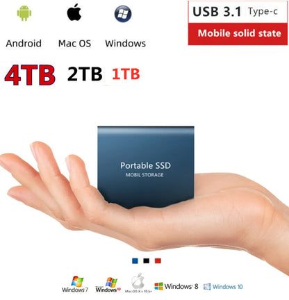 SSD High Speed Mobile Solid State Drive 16TB 8TB 2TB USB3.1 Portable Mobile Hard Drive