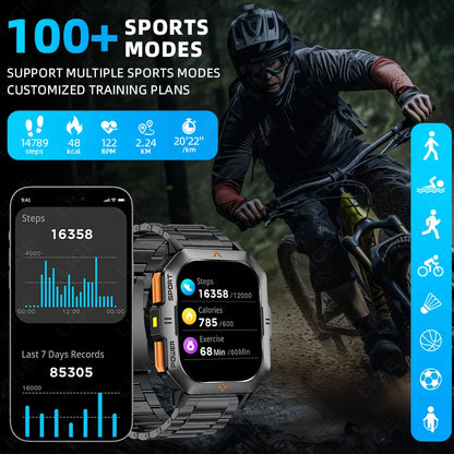 LIGE Outdoor Smart Watch For Men Women‘s Health 2.01’’ HD Screen 430mAh Battery LED Flashlight Waterproof Sports Smartwatches