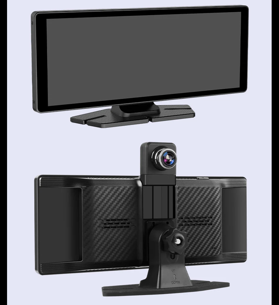 4K Dash Cam 10.26 inch Carplay & Android Auto Car DVR Video Recorder Dahscam Camera 5G Wifi GPS Navigation FM AUX 360 ° Rotation