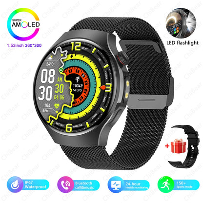For Huawei New Smartwatch Men GPS Sports Fitness Waterproof Watch Flashlight 100 + Sports Mode Bluetooth Call Smart Watch
