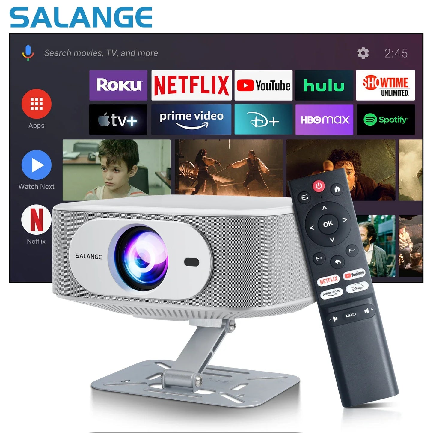 Salange P92MAX Android13 Smart Projector Netflix Officially Licensed HD 1080P BT5.2 WiFi 12000L Elec Focus Auto Keyston 4K Movie