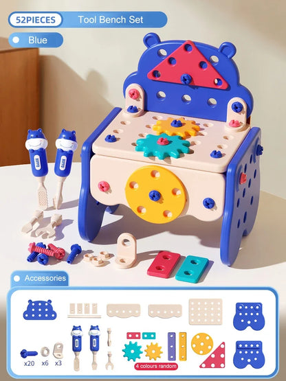 Children's Tool Set with Electric Toy Drill Kids Power Construction Toy Pretend Play Toy Tools Kit for Toddler Boys Girls Child