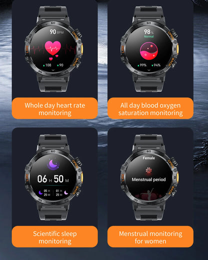 2025 Smart Watch Men 360*360 AMOLED HD Screen Waterproof Sports Fitness Watches Flashlight New Men Smartwatch For Andrio IOS