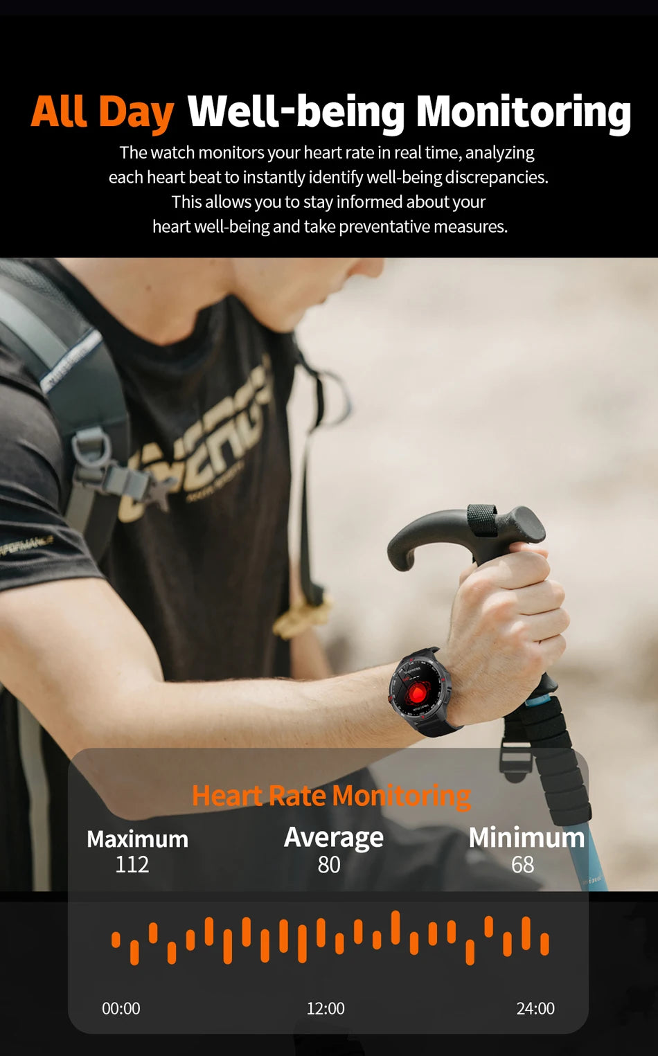 GPS Outdoor 1000mAh Battery Smartwatches Men 100+ Sports Mode Compass Heart Rate 3ATM Waterproof Bluetooth Call Smart Watch