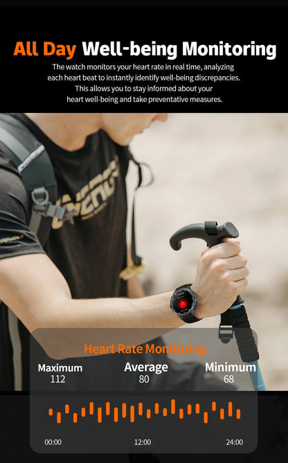 GPS Outdoor 1000mAh Battery Smartwatches Men 100+ Sports Mode Compass Heart Rate 3ATM Waterproof Bluetooth Call Smart Watch