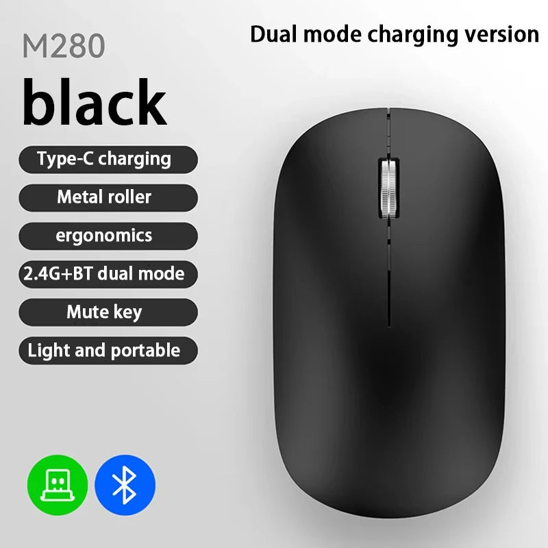 Xiaomi Bluetooth Wireless Mouse Dual Mode DPI Adjustable 2.4G Type-C Rechargeable Silent Ergonomic Morandi Portable Office Mouse