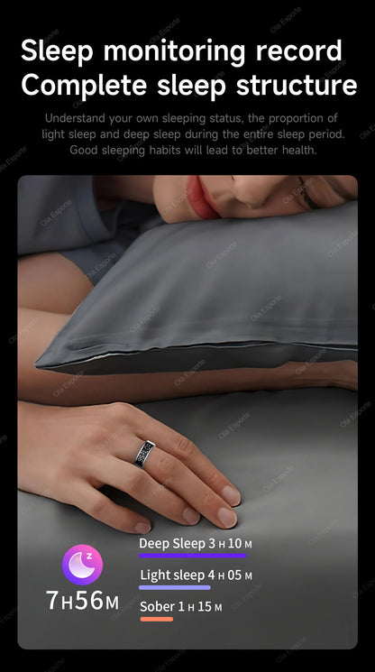 Smart Ring with Wireless Charging for Men Women LED Display Screen Health Sleep Monitor 5ATM Waterproof Multi-sport Mode Rings