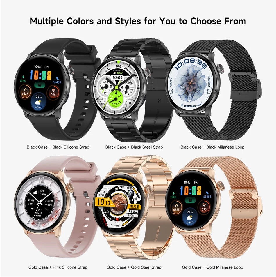 Fashion Women Bluetooth Call Smart Watch DIY Dial Health Monitoring Full Screen Touch Smartwatches 2025 New Android IOS