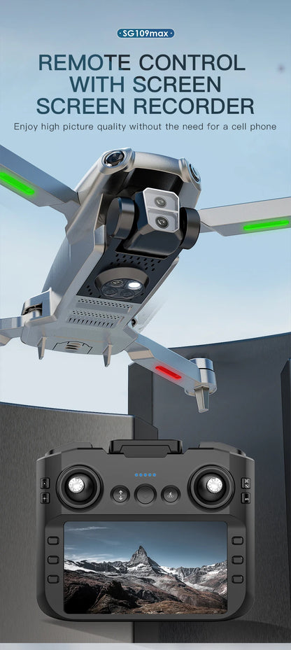 Professional SG109 MAX GPS Drone 8K Camera Aerial FPV Brush Avoiding Obstacle with Large Screen Remote Control Folding Dron