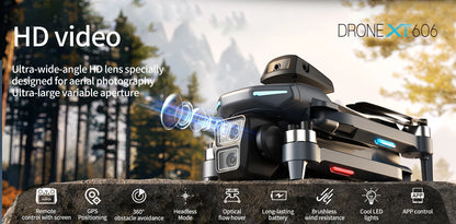 XT606 GPS Screen Control Brushless Drone 5G Optical Streaming Folding HD Dual Camera Screen Large 4.3 Inch One Key Return Flight