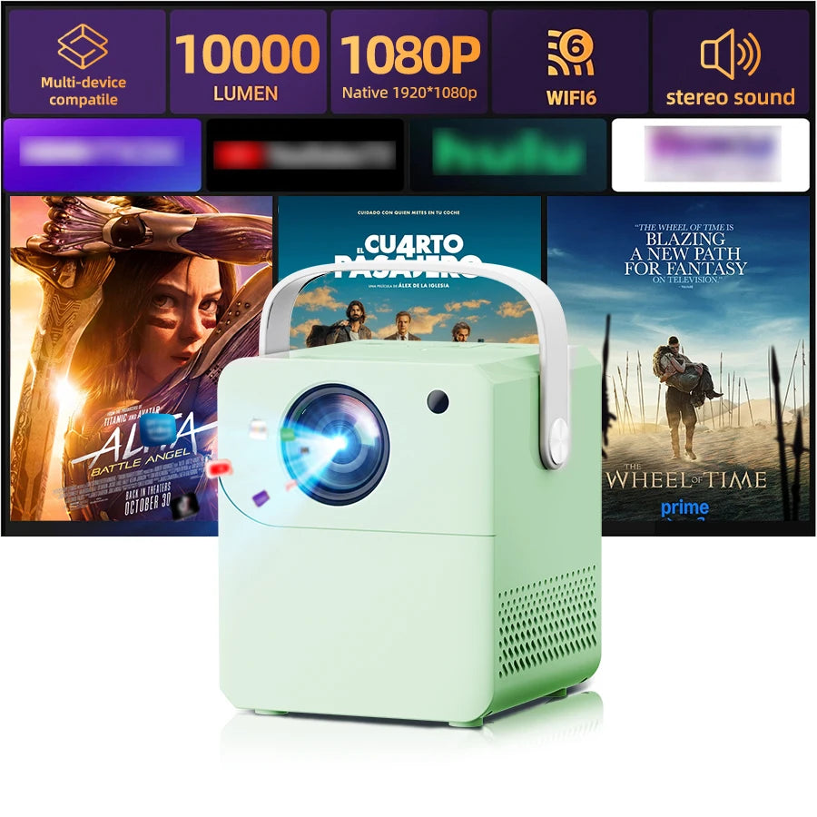 4K Ultra HD Projector, Built in Android System, 5G WiFi Connection to Phone Screen Projection, Compact and Portable, Suitable fo