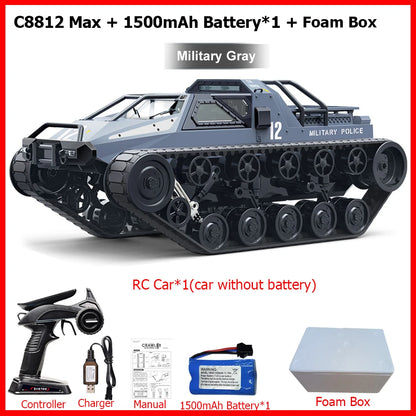 JJRC C8812 / C8812 MAX RC Car Full Scale Tracked Tank Simulation 2.4G Remote Control Car Drift LED Light Off-Road RC Toy As Gift