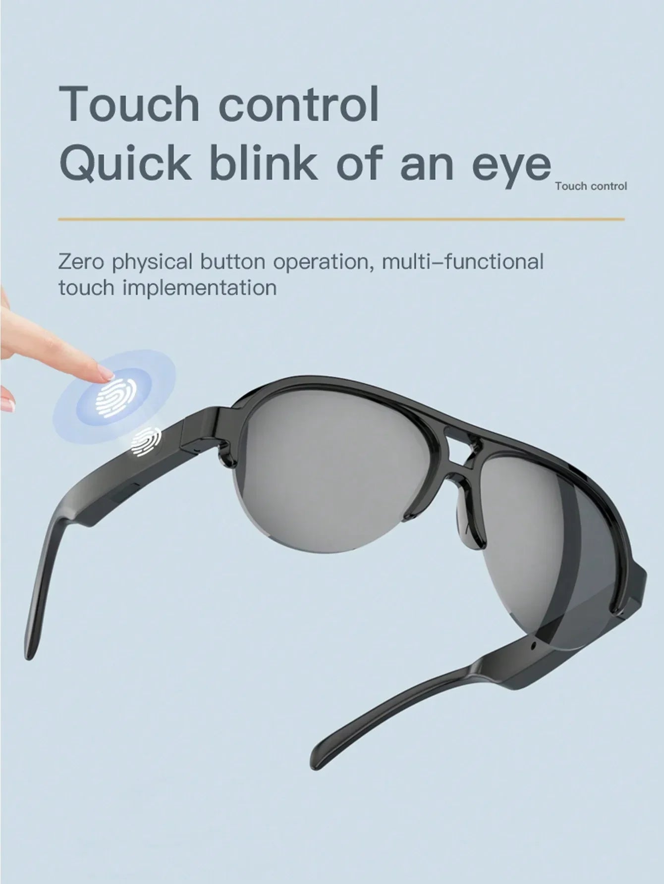 V5.3 Smart Wireless Glasses - Touch HD Lens, High Fidelity Audio, Wireless Call and Music, Rechargeable Battery, Outdoor Sports