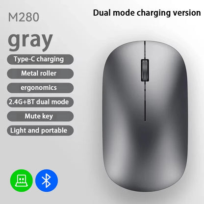 Xiaomi Bluetooth Wireless Mouse Dual Mode DPI Adjustable 2.4G Type-C Rechargeable Silent Ergonomic Morandi Portable Office Mouse