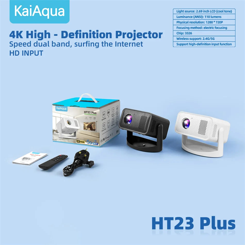 2025 Hot Projector 650 ANSI Android 13 Portable 4K Native Wifi 6 Bluetooth 5.2 1080P Auto Keystone Correction Home Projectors