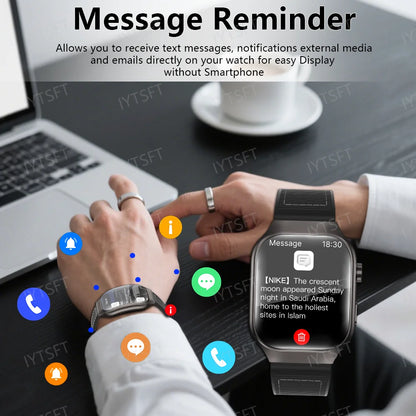 LAXASFIT New Curved Screen Women's Smart Watch 2.01'' AMOLED HD Touch Screen Bluetooth 5.3 Voice Call Men's Fitness Smart Watch