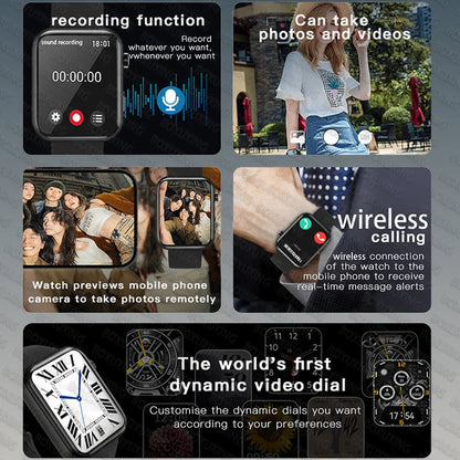 2025 New Smart Watch Men Women Camera Take Photos Record Video Health Monitor Sports Fitness Waterproof BT Call Smartwatch