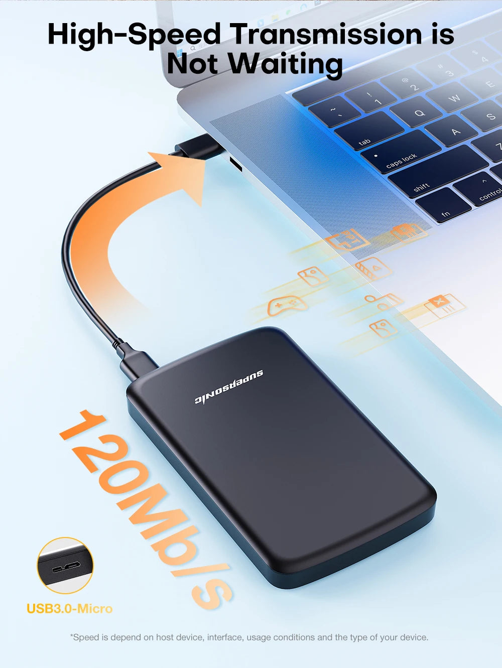 Supersonic Portable Hard Drive PHDD USB 3.0 1TB 500G 2.5 Inch External SSD Hard Disk For Laptop Computer Smart TV PS4