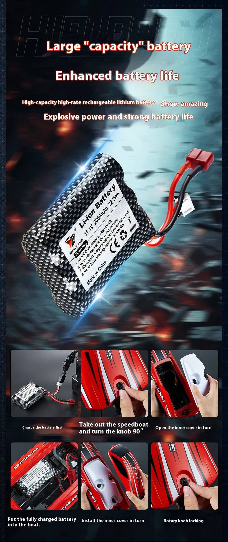 Hj818pro High-Speed Remote Control Boat 41cm Brushless Motor Competitive Boat High Horsepower Boat Model Children'S Water Toy