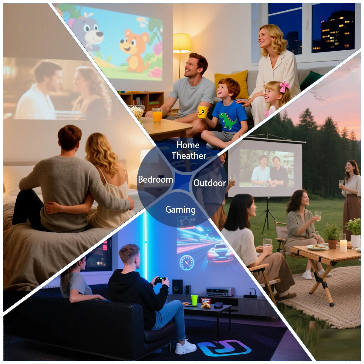 Digital Projector Android With Holder HD Video Smart Projector Outdoor with HDMI USB Wireless Connection for Home Cinema Out