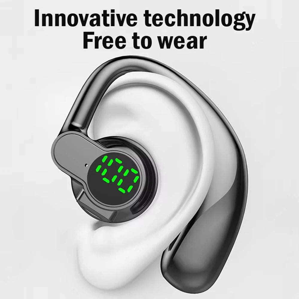 ‌Open-Ear Wireless Earphones Bluetooth 5.4 -Bone Conduction ENC Noise Cancelling with LED Display for Sports/Driving/Gaming ‌