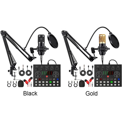 Podcast Equipment Bundle with BM800 Microphone and V8 Sound Card Metal Shock Mount Perfect for Podcasting Gaming Music Recording
