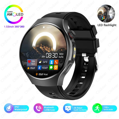 Outdoor Military Rugged Smart Watch Men GPS Sports Fitness Waterproof Watch With Flashlight Function Bluetooth Call Smartwatch