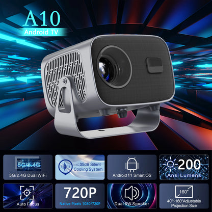 Projector Built in 5W Speaker 1280*720P RGB LED Android 11 4000 Lumens Wifi2.4G/5G BT5.2 Outdoor Video Home Theater Projector