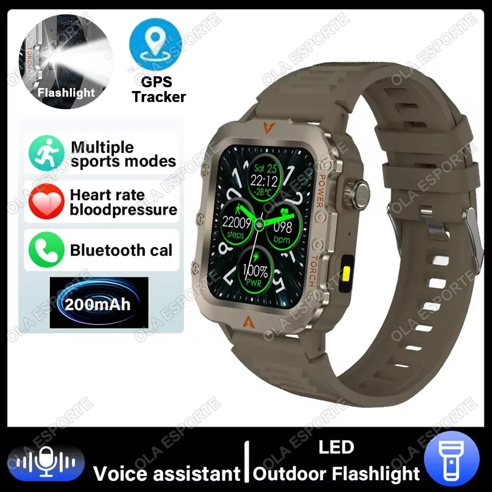 2025 New Military Smart Watch Men Outdoor 2.01" Al Voice Bluetooth Call Smartwatch Surprise Gift Outdoors For Android & IOS Male