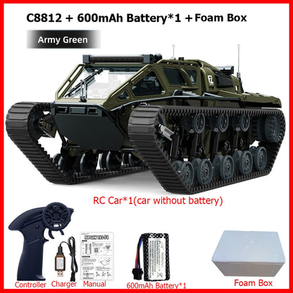 JJRC C8812 / C8812 MAX RC Car Full Scale Tracked Tank Simulation 2.4G Remote Control Car Drift LED Light Off-Road RC Toy As Gift