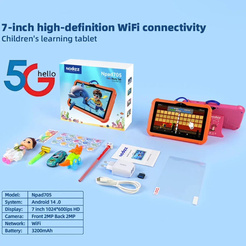New Cartoon Pattern Kids Tablet 7 Inch Quad Core 4GB RAM 128GB ROM Android Learning Education Games Tablets Children's Gifts