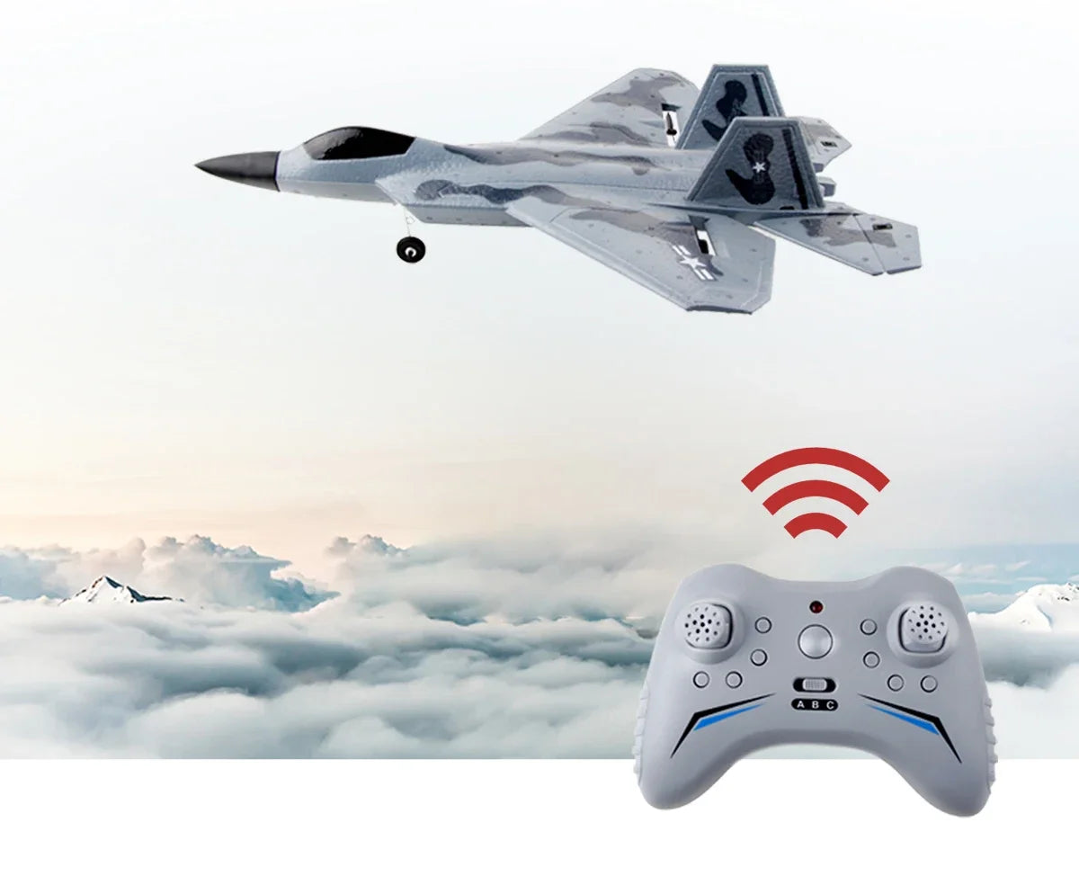 Foam RC Aircraft F22 Fighter Raptor Series FX-822 With Light 2.4Ghz 2CH Foam Drone Ready To Fly Airplane Toy Boy