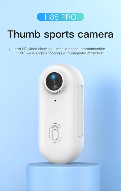 4K Thumb Action Camera, HD Sports Camera, Digital Image Stabilization, Automatic Exposure, 800mAh Battery, Rechargeable Lithium