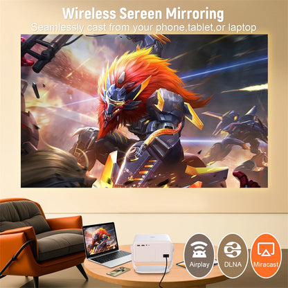 Salange 360° Projector Native 1080P 650ANSI 4K Android 11 With Auto Keystone Focus Air Mouse Wifi6 BT5.2 Portable Movie Outdoor