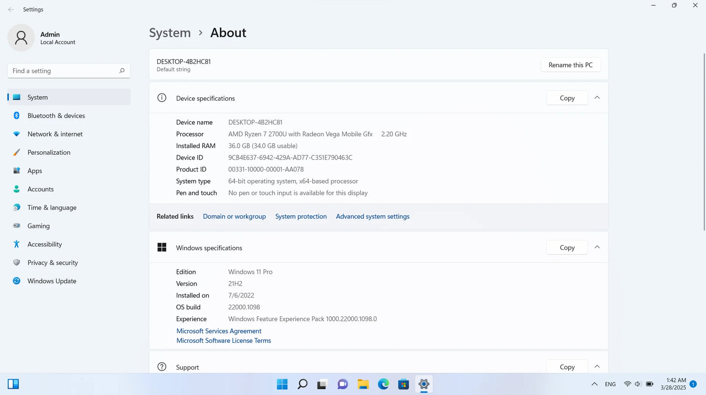 CARBAYTA AMD Ryzen 7 2700U Laptop - 36GB RAM 2TB SSD Metal Body Bluetooth Windows 11 pro Gaming IPS Portable Computer
